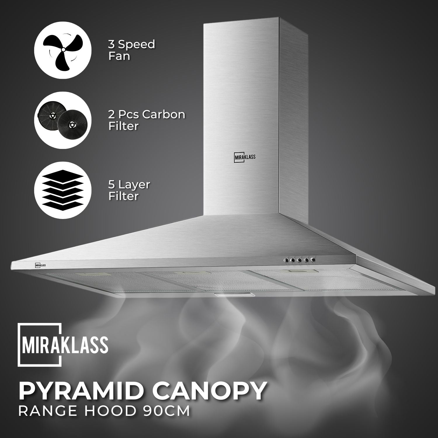 Rust-Resistant LED Rangehood with 3 Speeds by MIRAKLASS