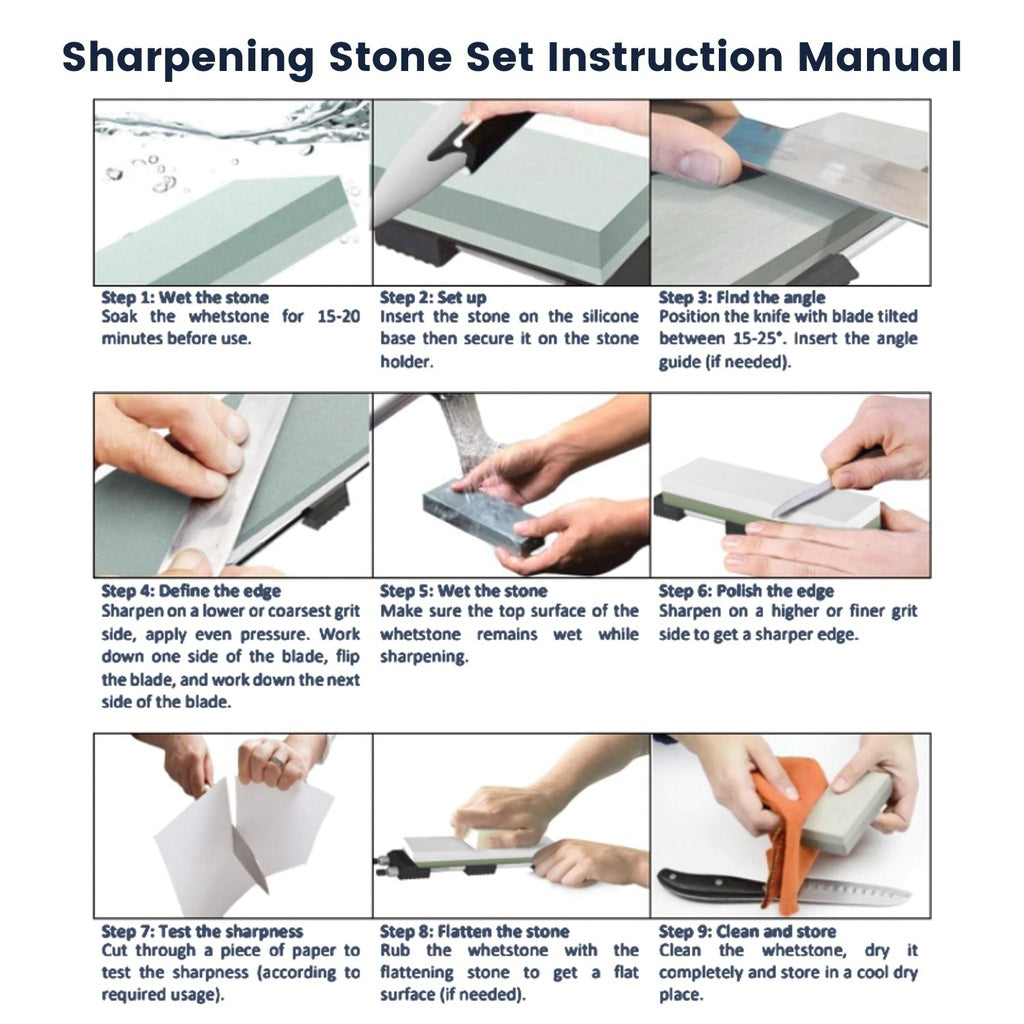 Dual-Sided Whetstone Set 400/1000 & 3000/8000 Grit, 2 Bases, Guide, Holder - Miraklass