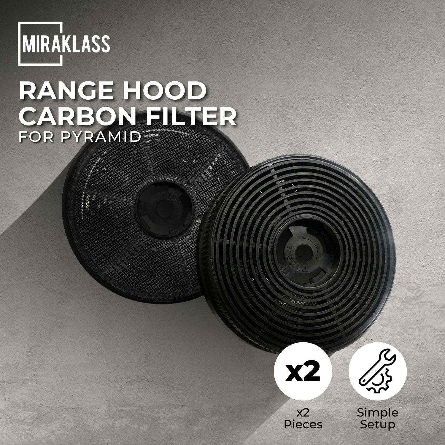 Premium Activated Charcoal Rangehood Carbon Filter - 1x MIRAKLASS