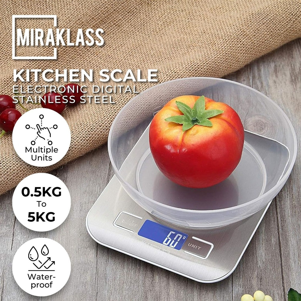 5kg 1g Digital Stainless Steel Kitchen Scale - Miraklass