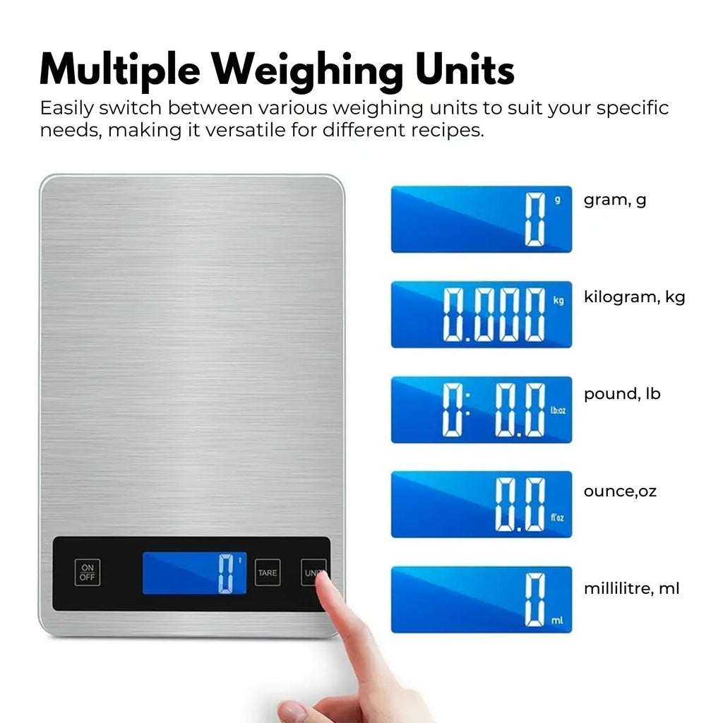 Stainless Steel Waterproof Digital Kitchen Scale 15kg – Miraklass