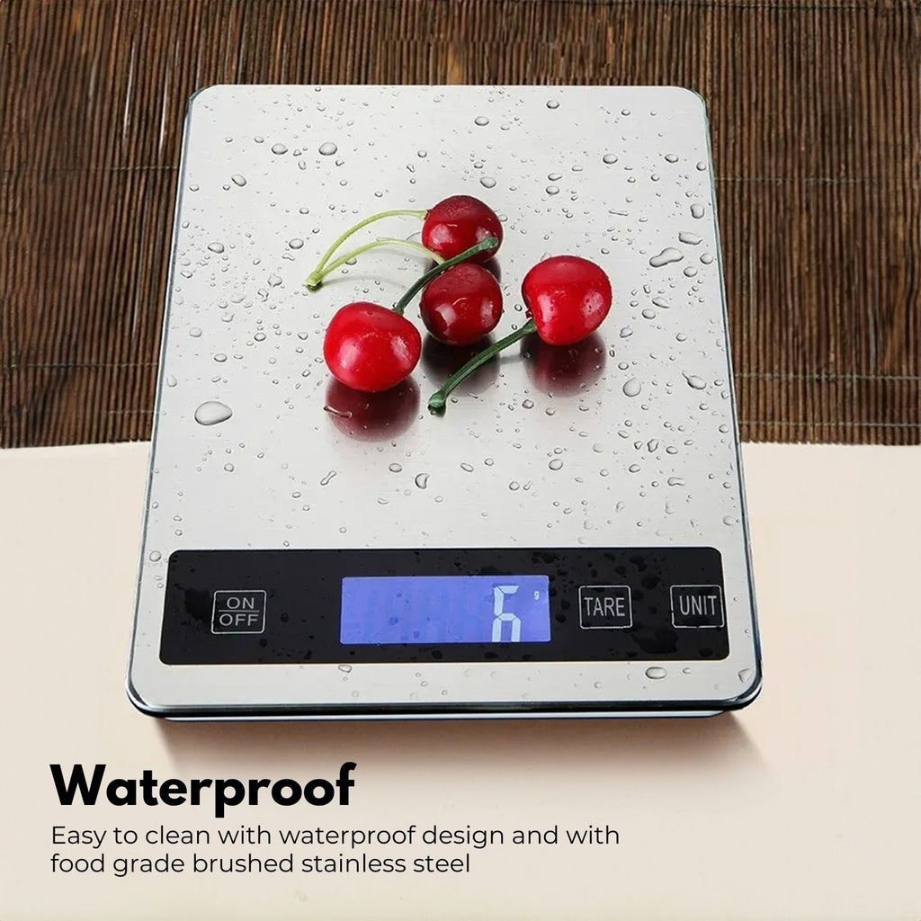 Stainless Steel Waterproof Digital Kitchen Scale 15kg – Miraklass