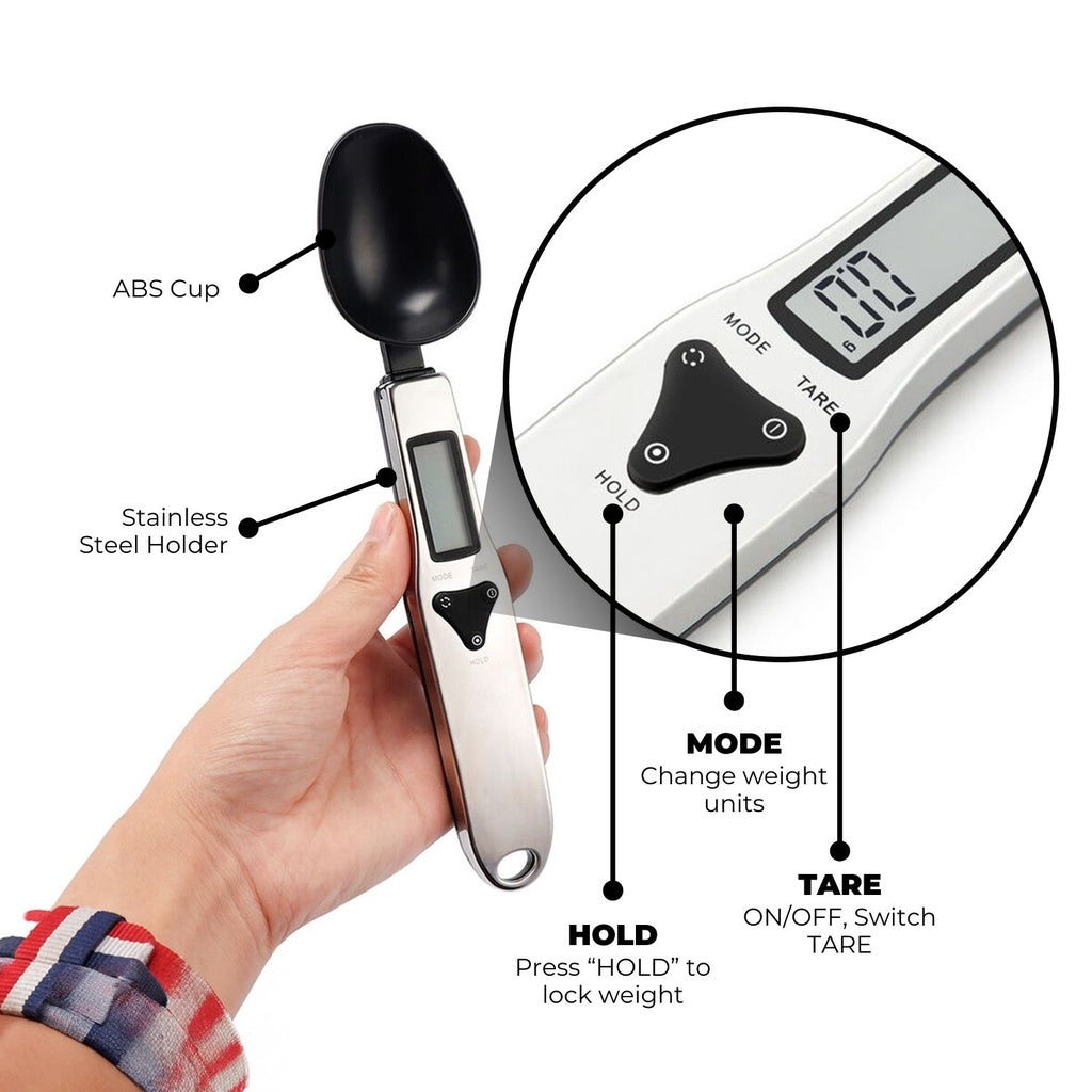 500g Digital LCD Measuring Spoon Kitchen Scale, Removable Head