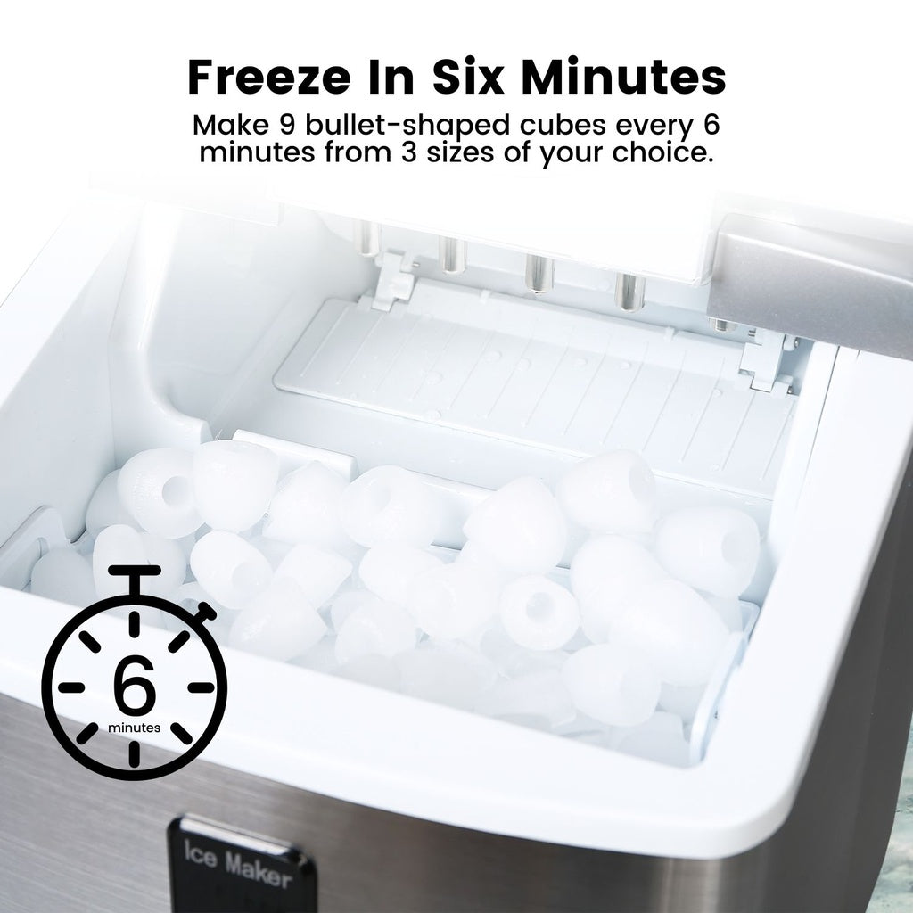 Fast Ice Maker Machine, 3 Sizes, 12.5kg Weight, 15kg/24h - Miraklass