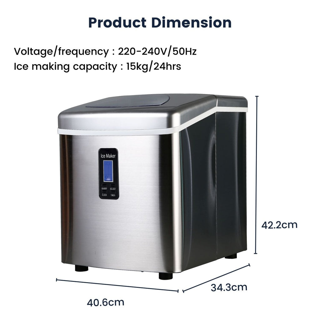 Fast Ice Maker Machine, 3 Sizes, 12.5kg Weight, 15kg/24h - Miraklass