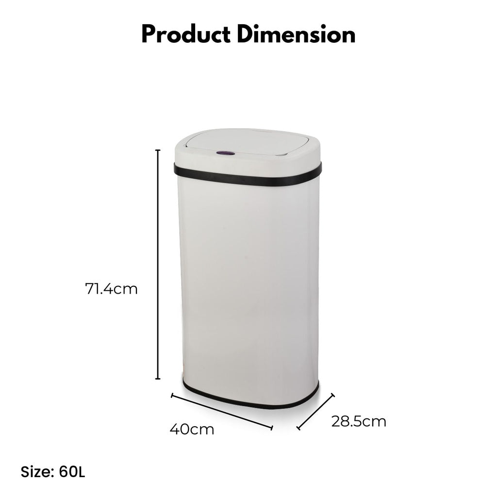 60L Soft Close Motion Sensor Bin, Fingerprint Resistant