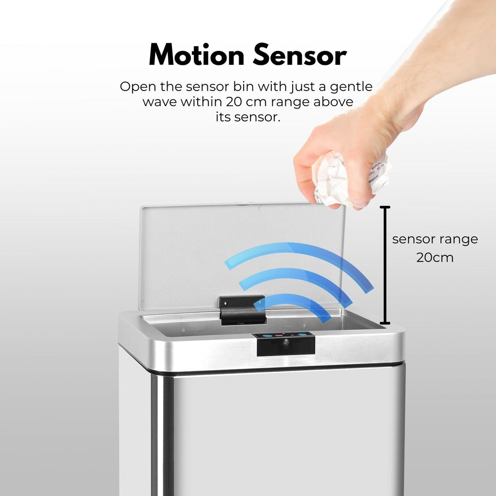 70L Motion Sensor Bin, Fingerprint Resistant, Soft Close - MIRAKLASS