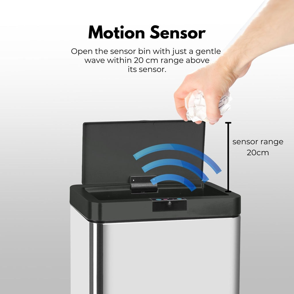 50L Motion Sensor Bin, Fingerprint Resistant, Matte - MIRAKLASS