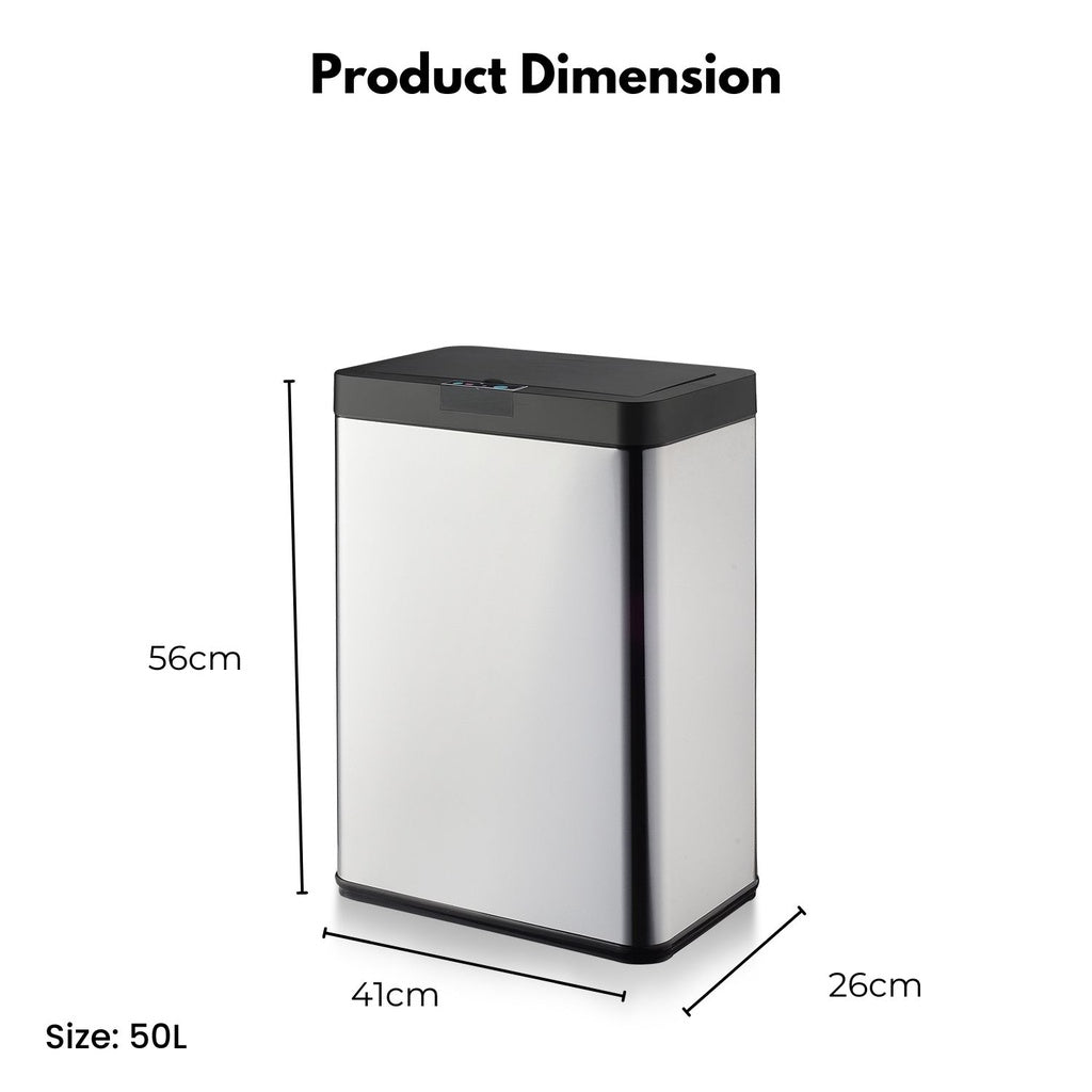 50L Motion Sensor Bin, Fingerprint Resistant, Matte - MIRAKLASS