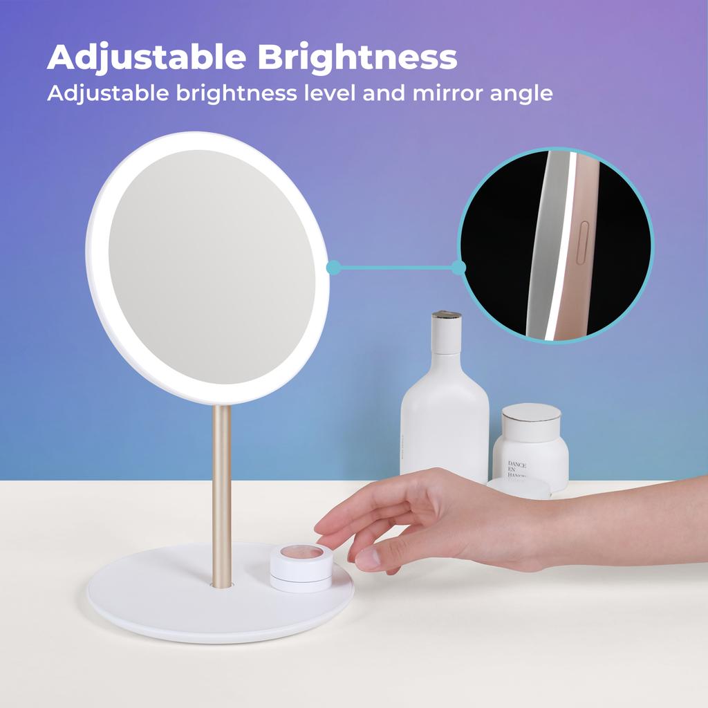 Adjustable LED Light Travel Makeup Mirror with Stand - MUID