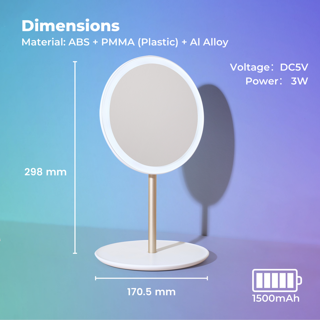 Adjustable LED Light Travel Makeup Mirror with Stand - MUID