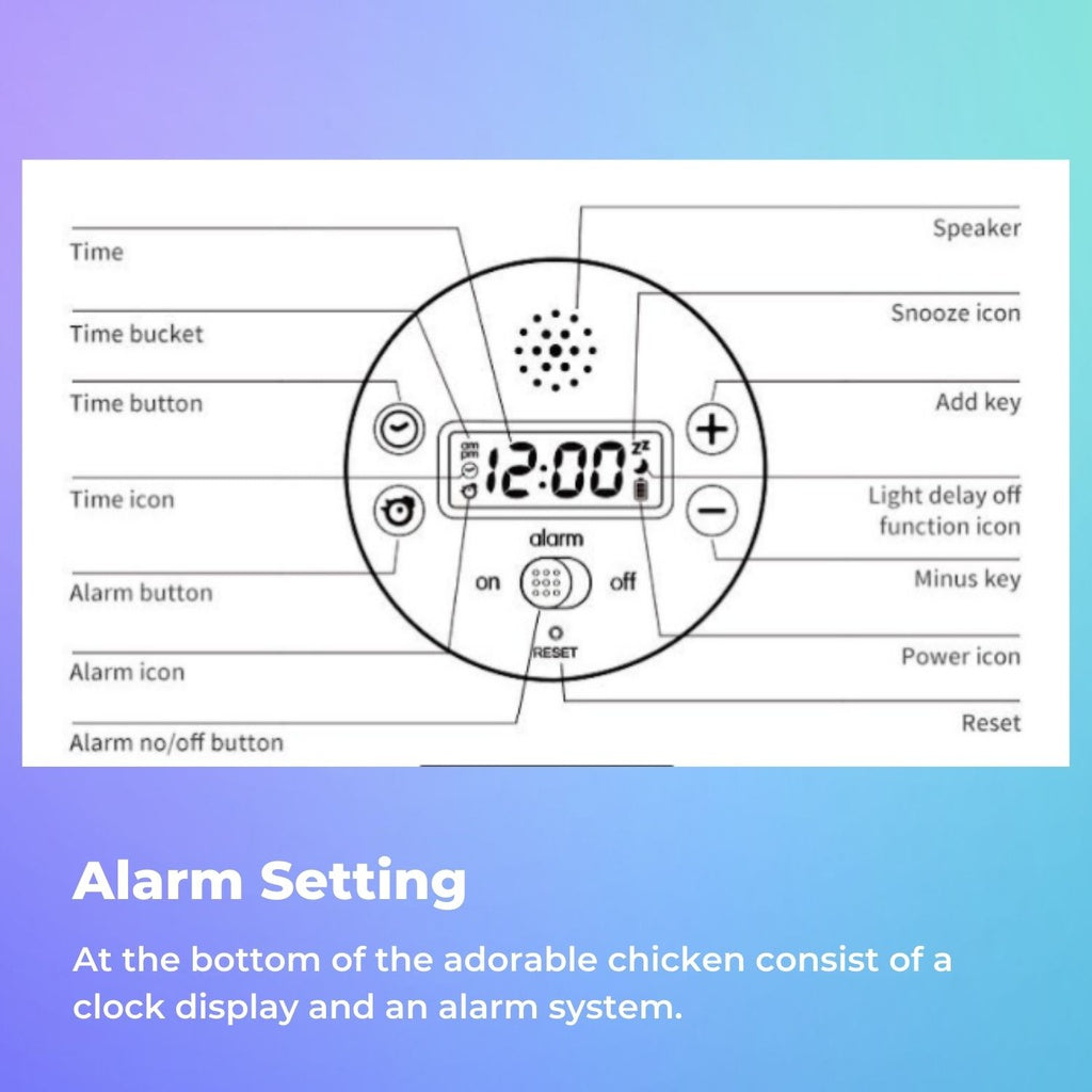 Touch Control Wake Up Chicken Night Lamp Alarm Clock