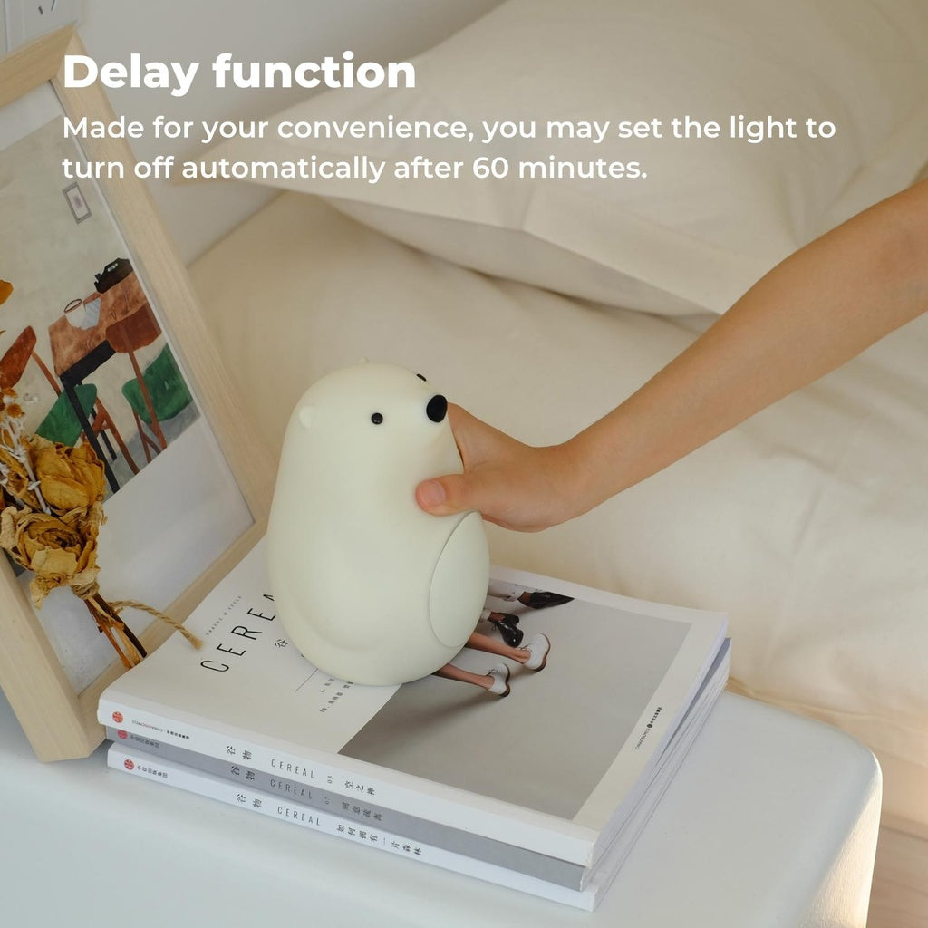 Rechargeable LED Wake-Up Bear Alarm Clock, Dual Alarms, White | MUID