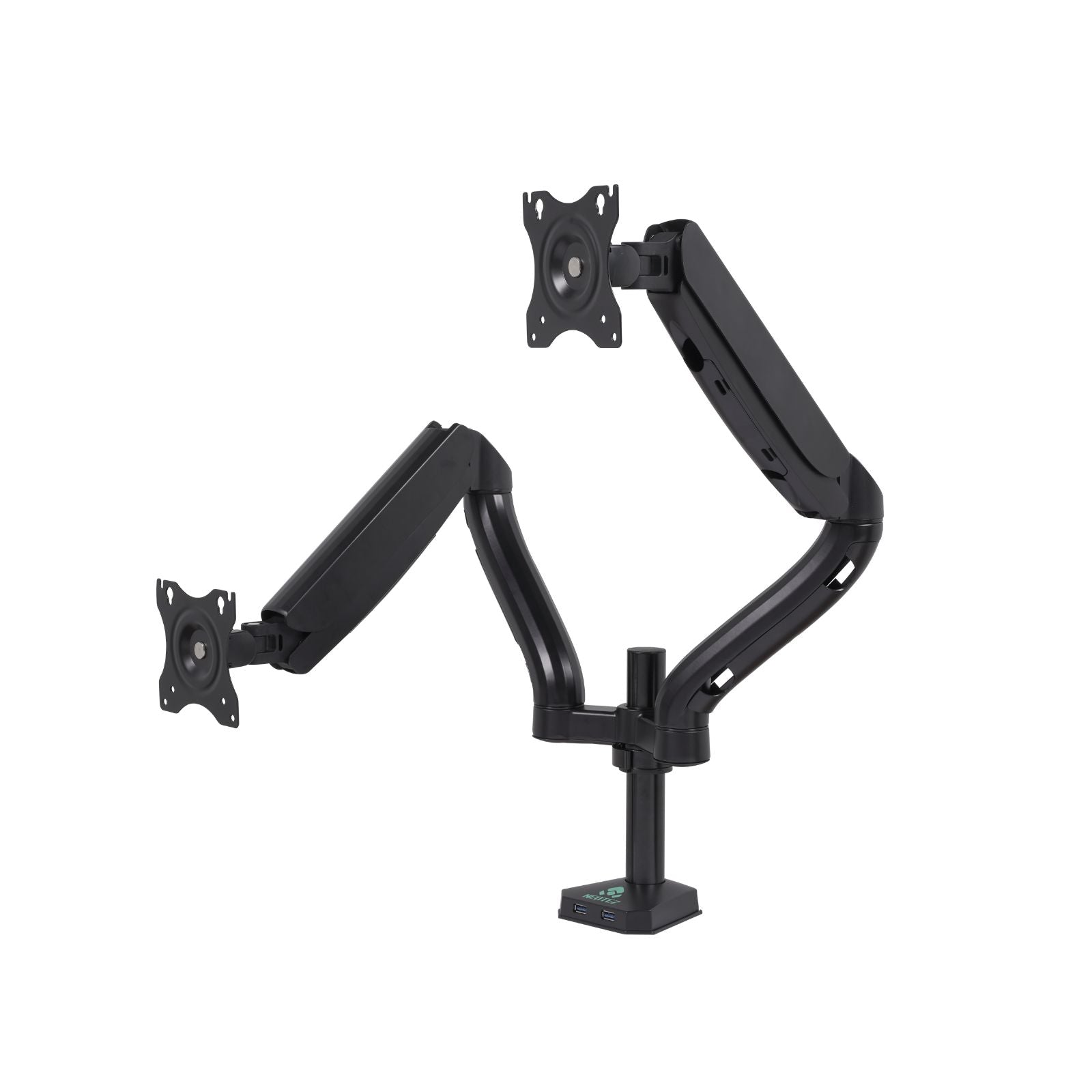 Tool-Free Adjustable Dual 27" Monitor Arm with USB Ports - Neotez