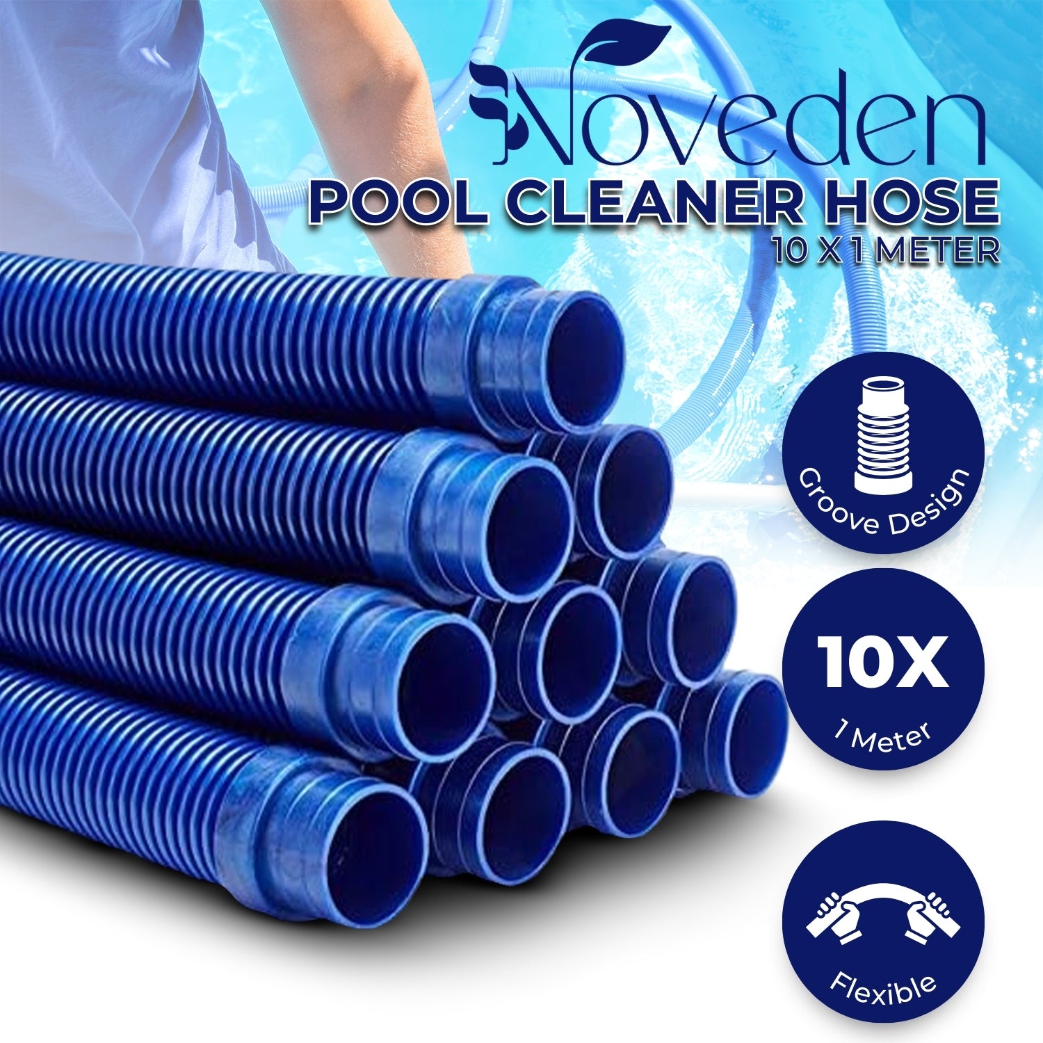 Flexible Durable EVA Pool Cleaner Hoses Set - 10x1m - NOVEDEN