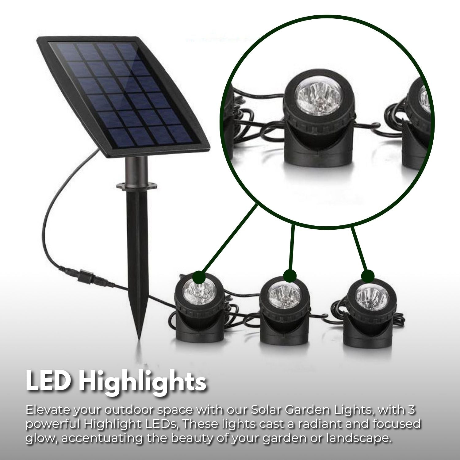 Waterproof LED Solar Garden Lights with Switch, 3 Set - NOVEDEN