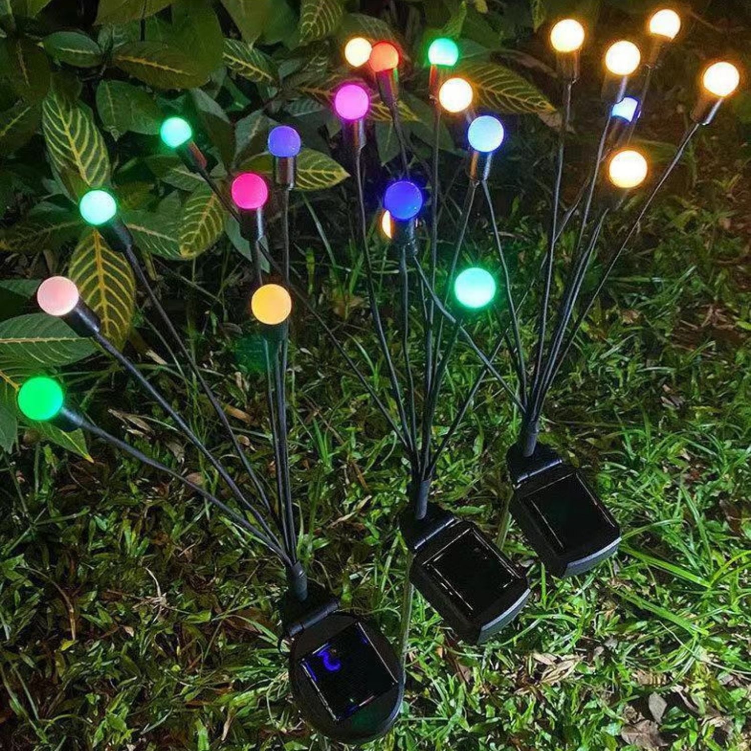 Colorful Solar Firefly Garden Lights, Waterproof, 3 Pieces - Noveden