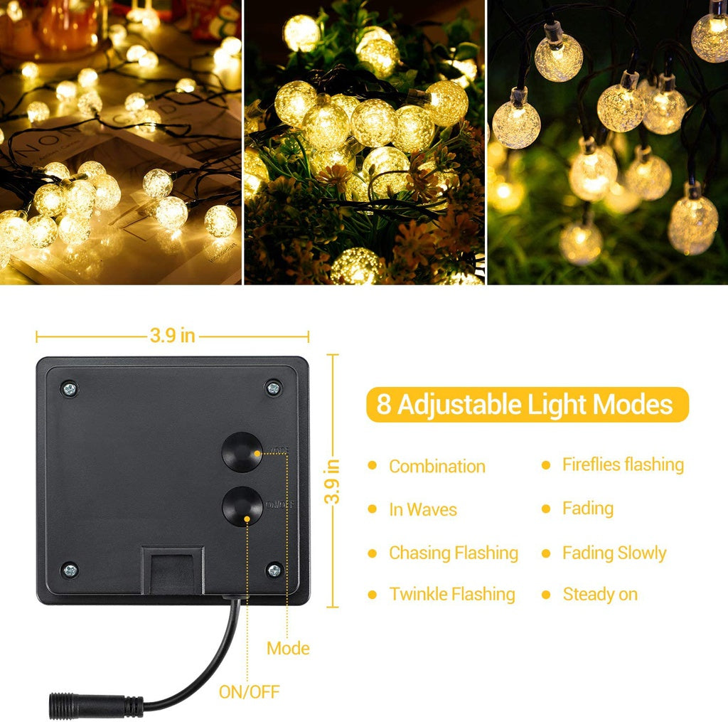 200 Solar String Lights, 8 Modes, IP65 Water Resistant, Noveden