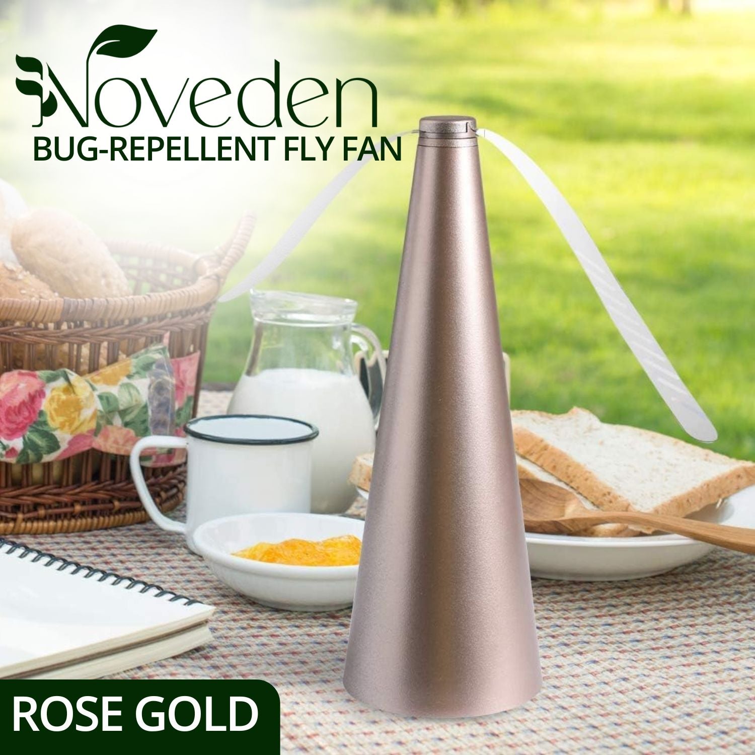 NOVEDEN Bug Repellent Fly Fan (Rose Gold)