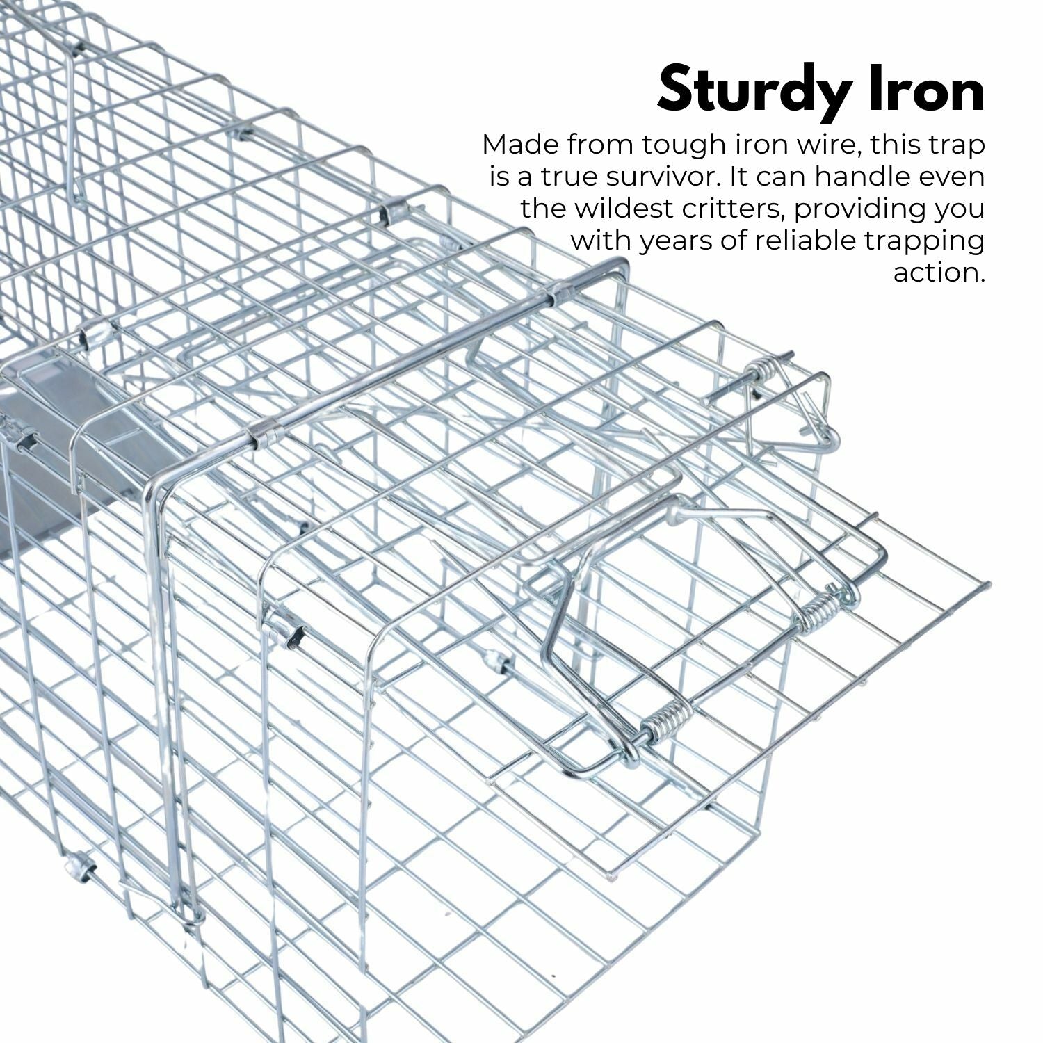 Foldable Galvanized Metal Animal Trap, 66x26x23cm, NOVEDEN