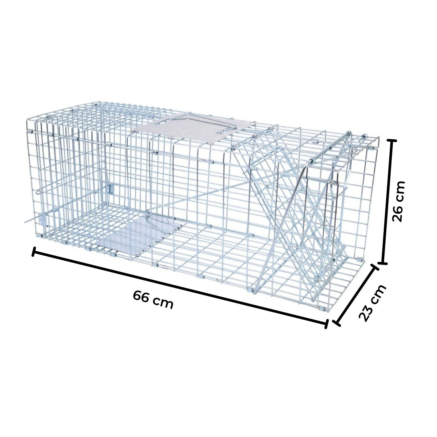 Foldable Galvanized Metal Animal Trap, 66x26x23cm, NOVEDEN