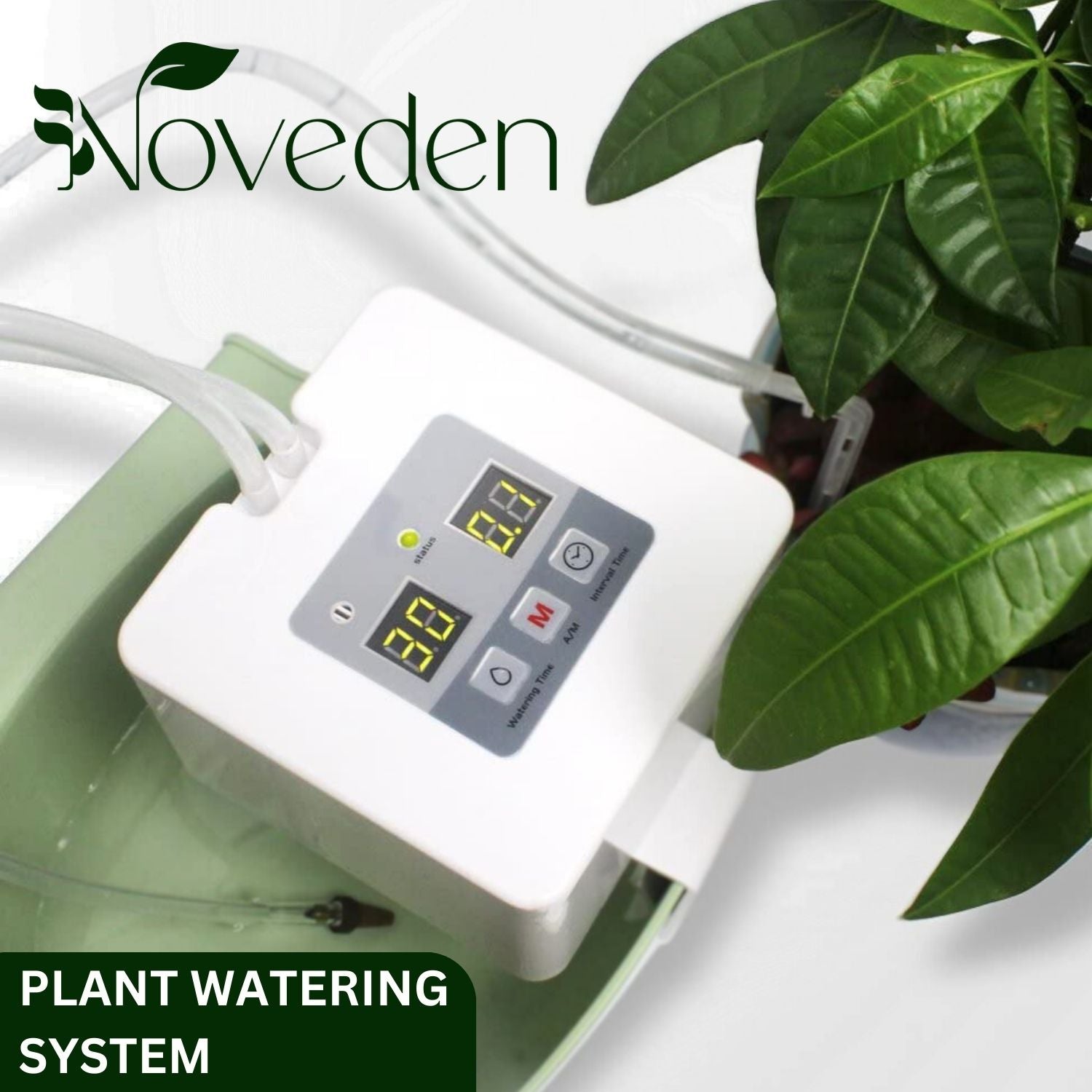 Automatic 30-Day Plant Watering System with Timer, DIY, White - Noveden