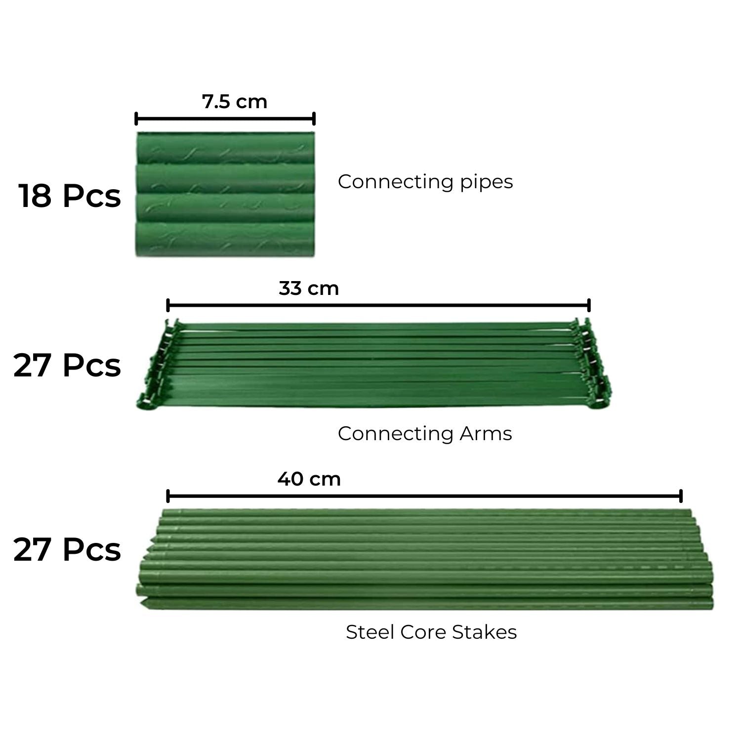 Durable Green Tomato Support Cages Set with Clips & Rope - Noveden