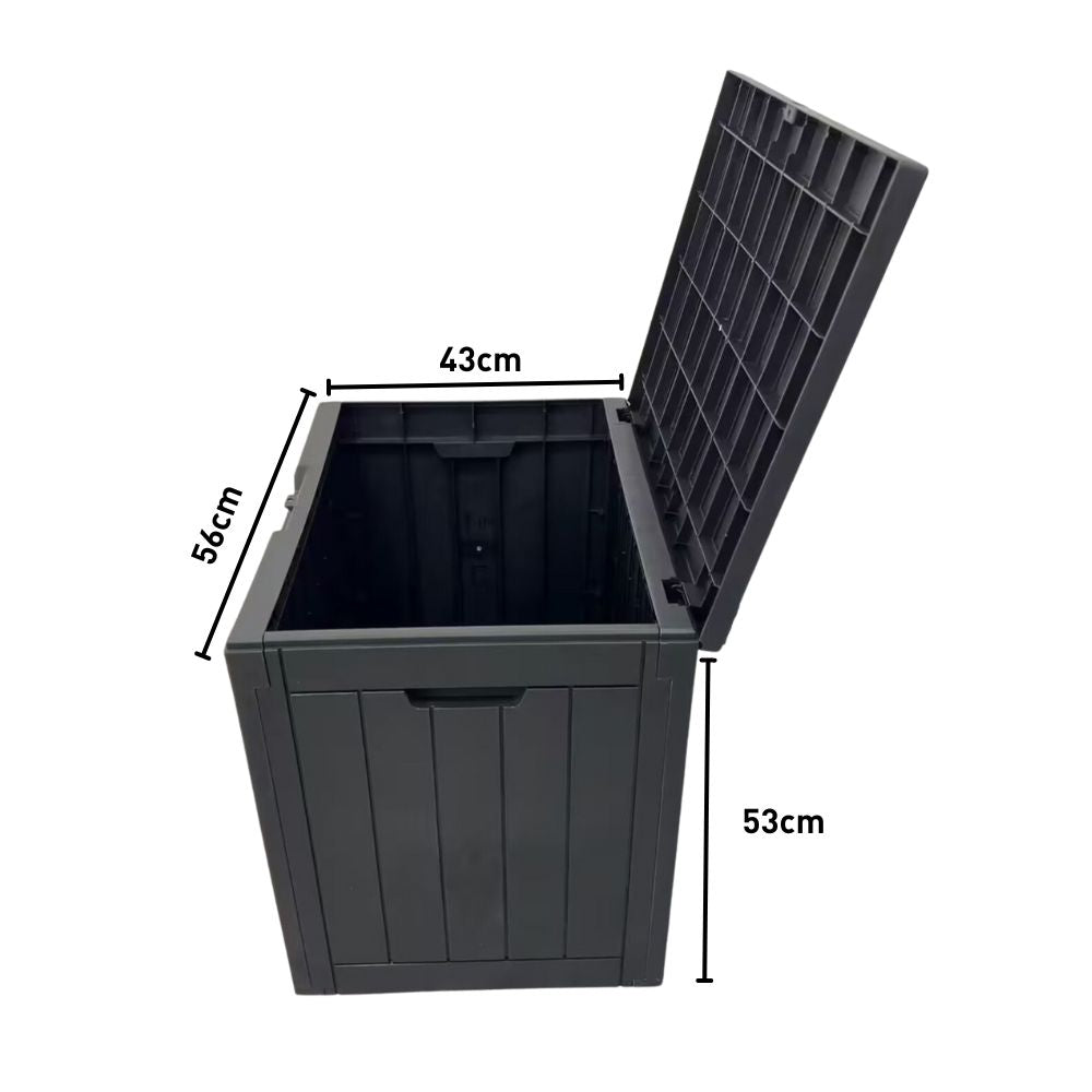 Weatherproof Lockable 118L Outdoor Storage Box (Black) Noveden