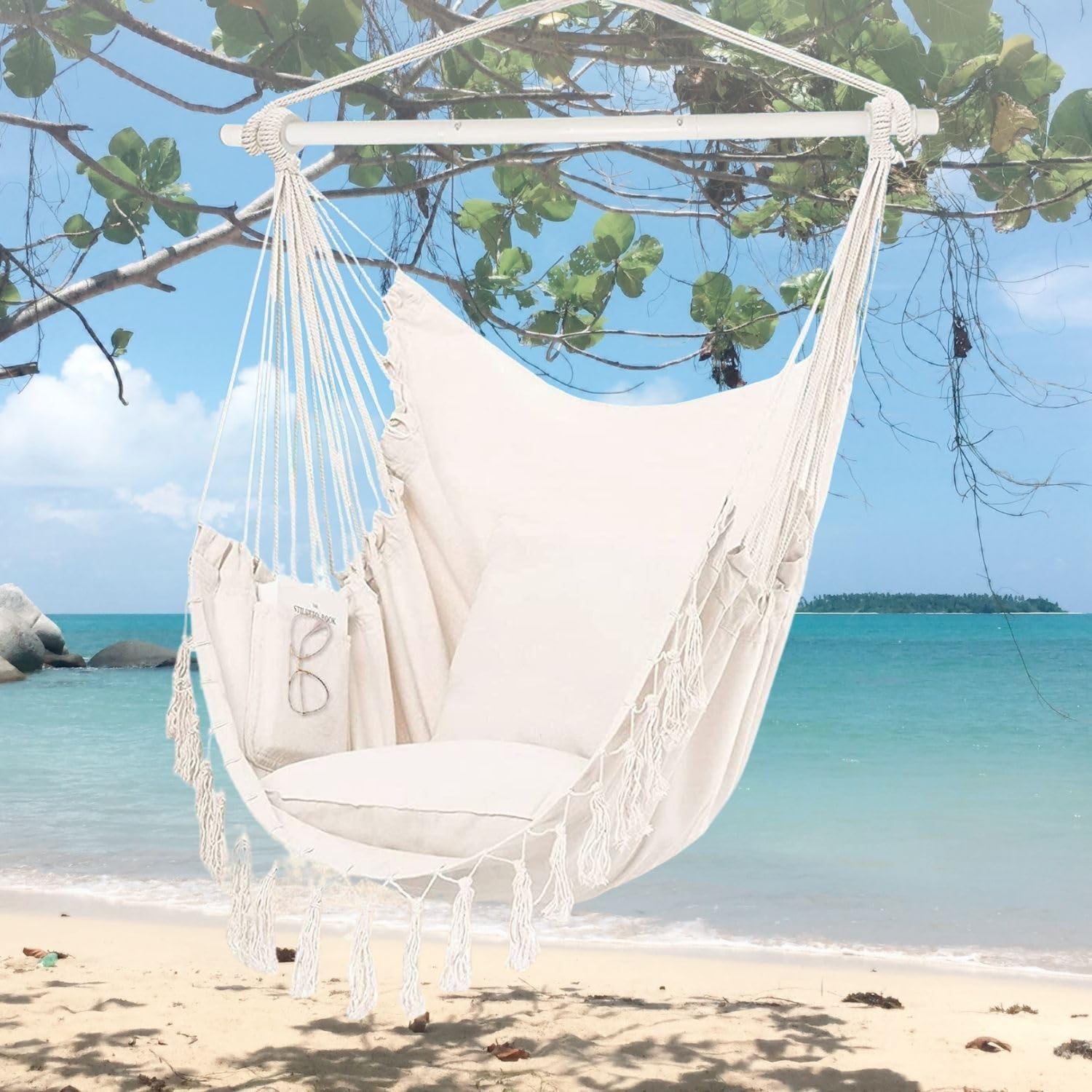 360° Rotation Weather-Resistant Hammock Chair with 2 Cushions