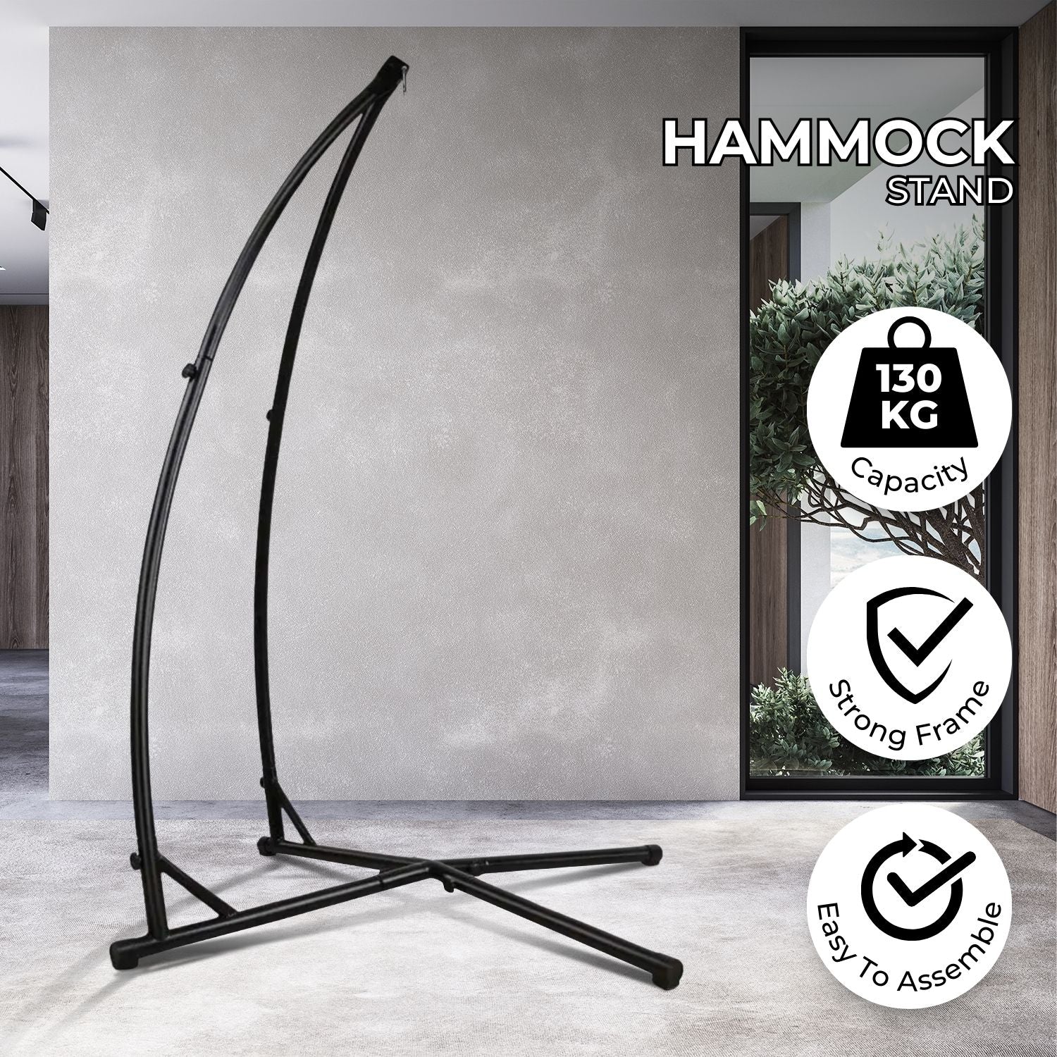 Durable Waterproof Hammock Chair Stand, 120kg Capacity - NOVEDEN