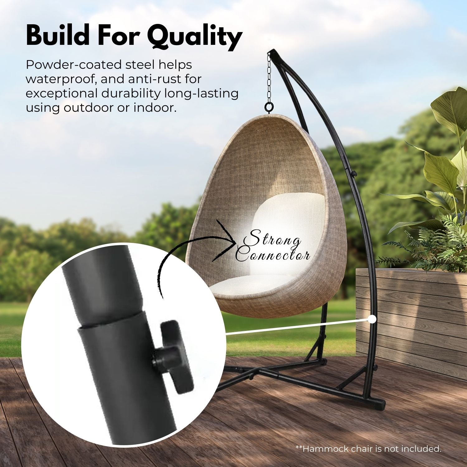 Durable Waterproof Hammock Chair Stand, 120kg Capacity - NOVEDEN