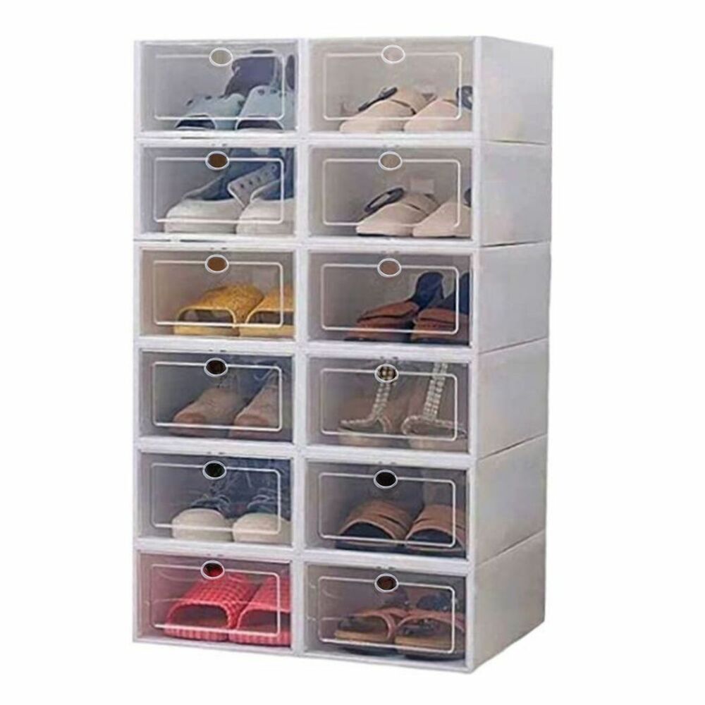 Stackable Durable Plastic Shoe Box with Ventilation 12pcs