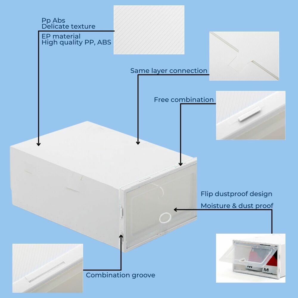 Stackable Durable Plastic Shoe Box with Ventilation 12pcs