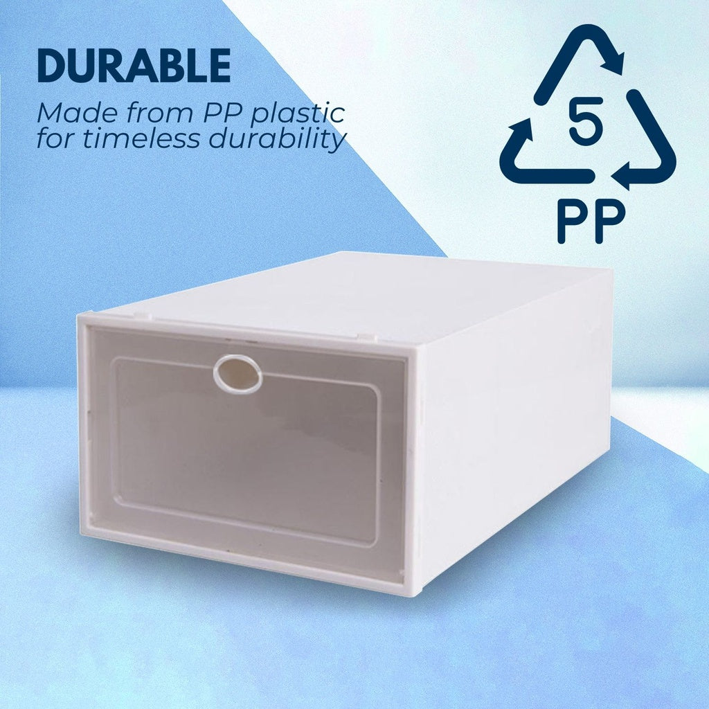 Space-Saving Versatile 24x Plastic Shoe Boxes, White