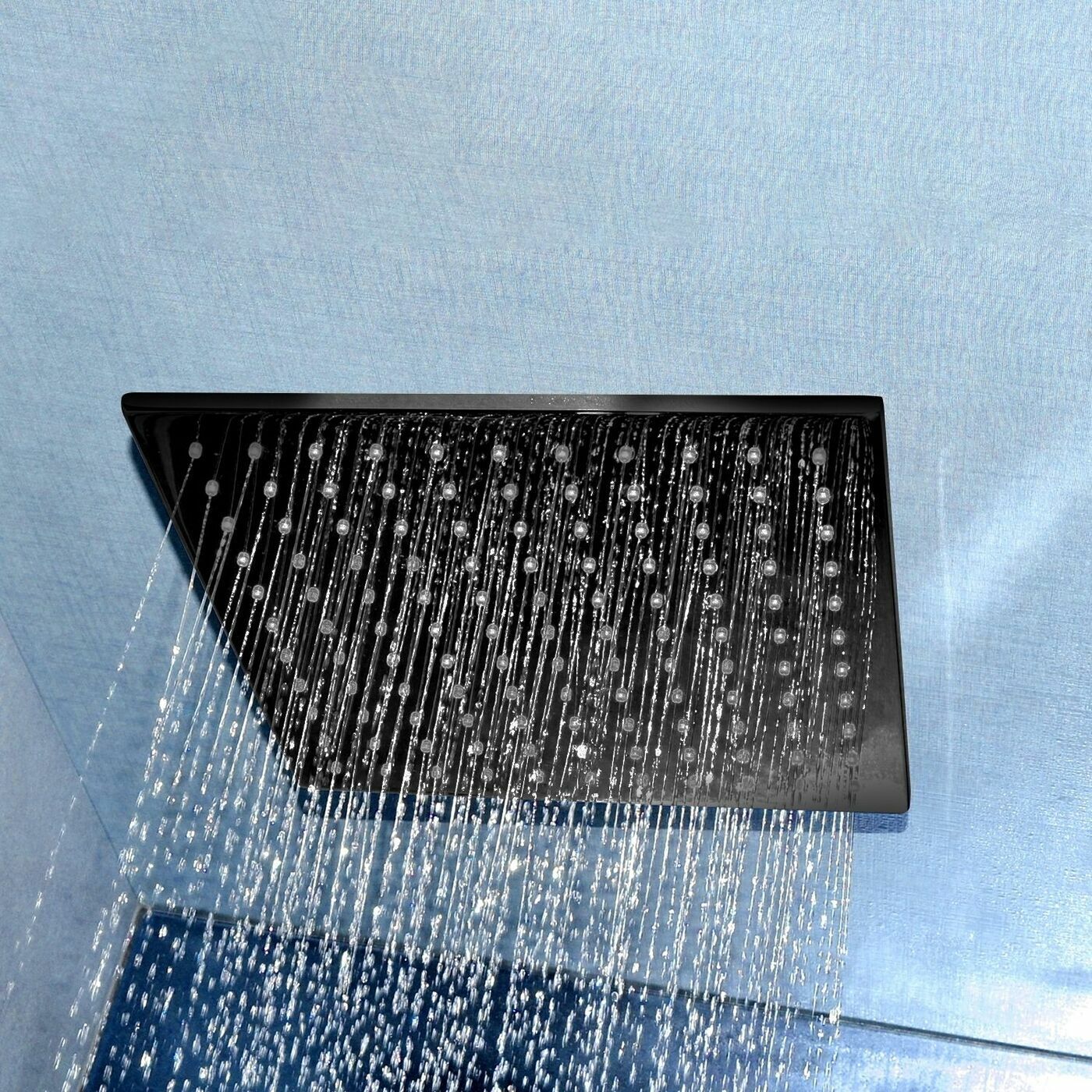 Stainless Steel Square 200mm Rainfall Shower Head - Matt Black