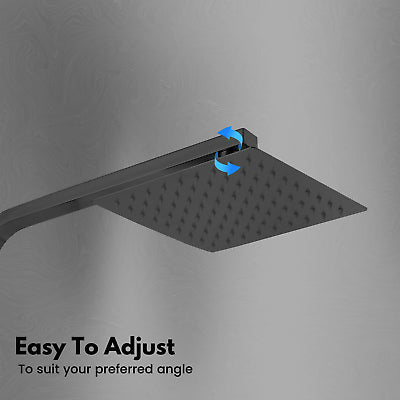 Stainless Steel Square 200mm Rainfall Shower Head - Matt Black