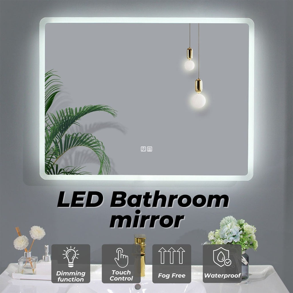 Adjustable LED Anti-Fog Bathroom Mirror, 600x800mm