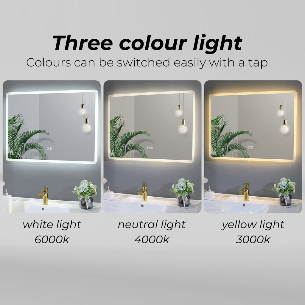 Adjustable LED Anti-Fog Bathroom Mirror, 600x800mm