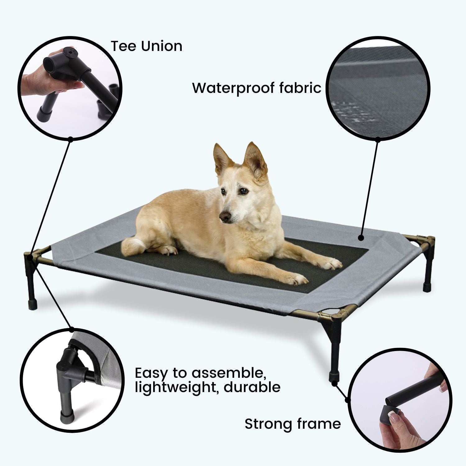 Floofi Elevated Camping Pet Bed (M Army)