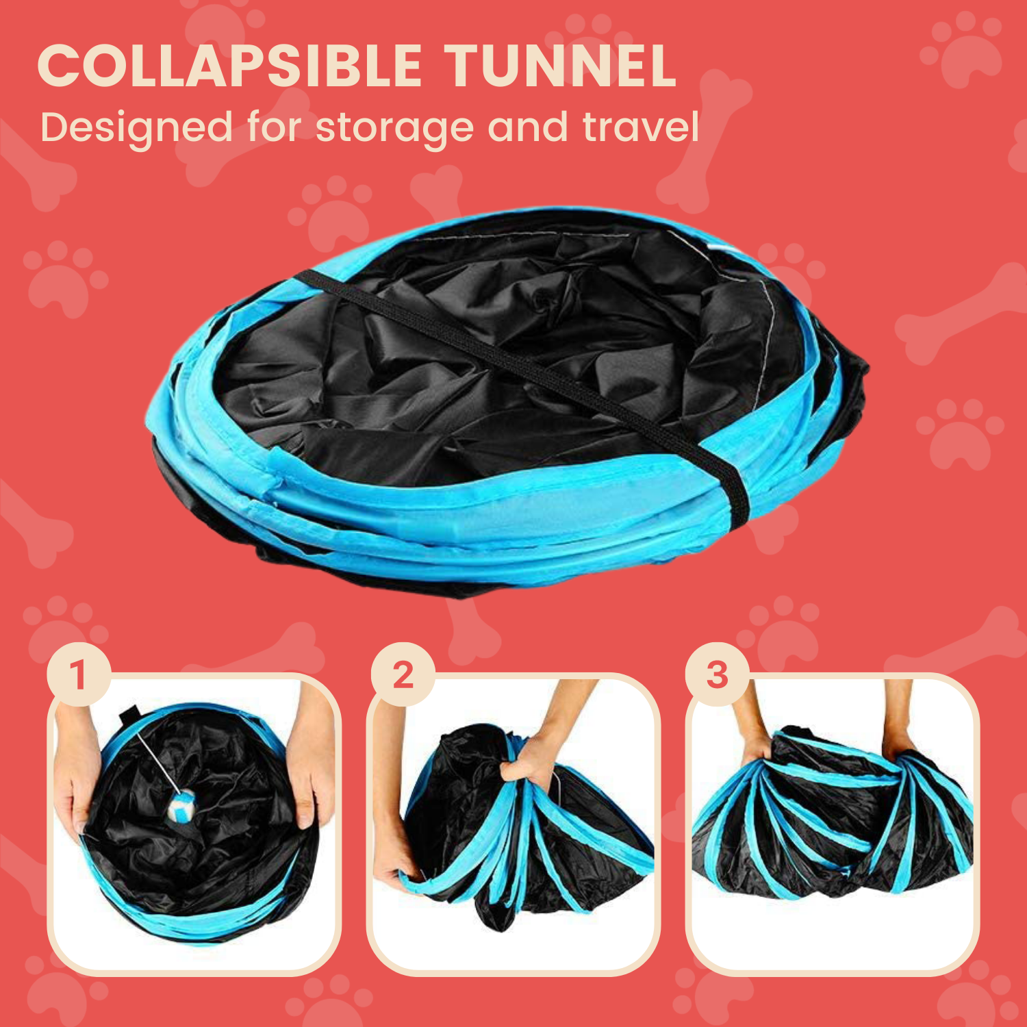 Durable 4 Holes Cat Tunnel, Collapsible, Interactive, White - Floofi