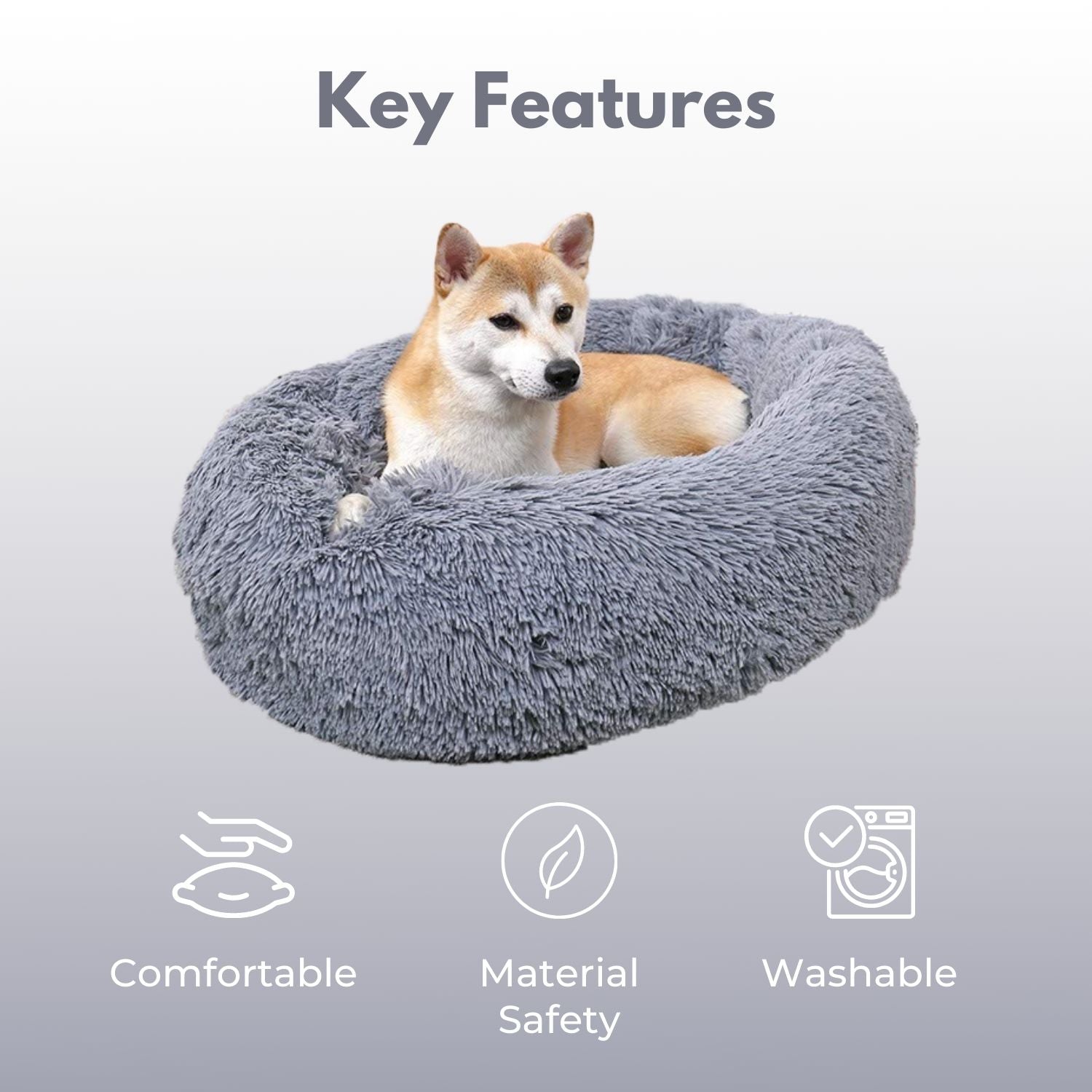 Soft Plush Pet Bed with PP Cotton Filling, 80cm - Floofi