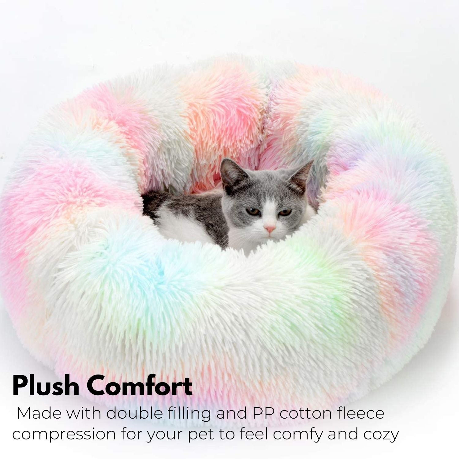 Soft Plush Pet Bed with PP Cotton Filling, 80cm - Floofi