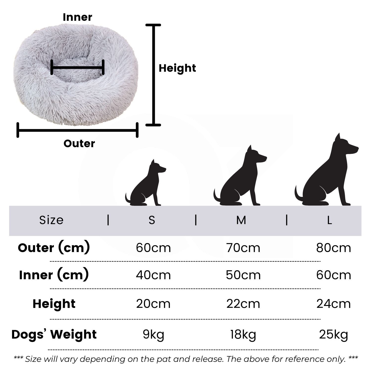 Soft Plush Pet Bed with PP Cotton Filling, 80cm - Floofi