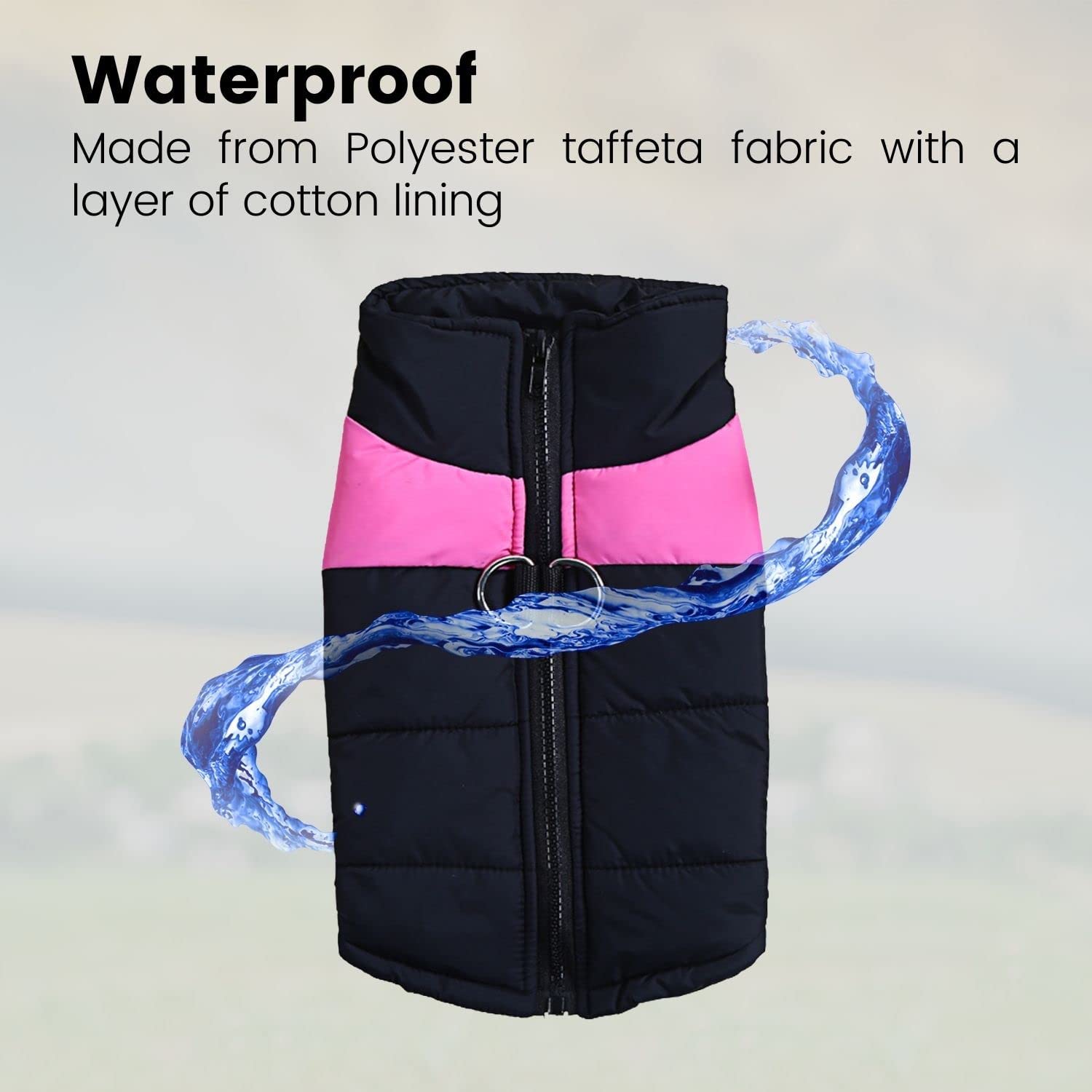 Waterproof, Windproof Pet Winter Vest (S, Pink) Floofi