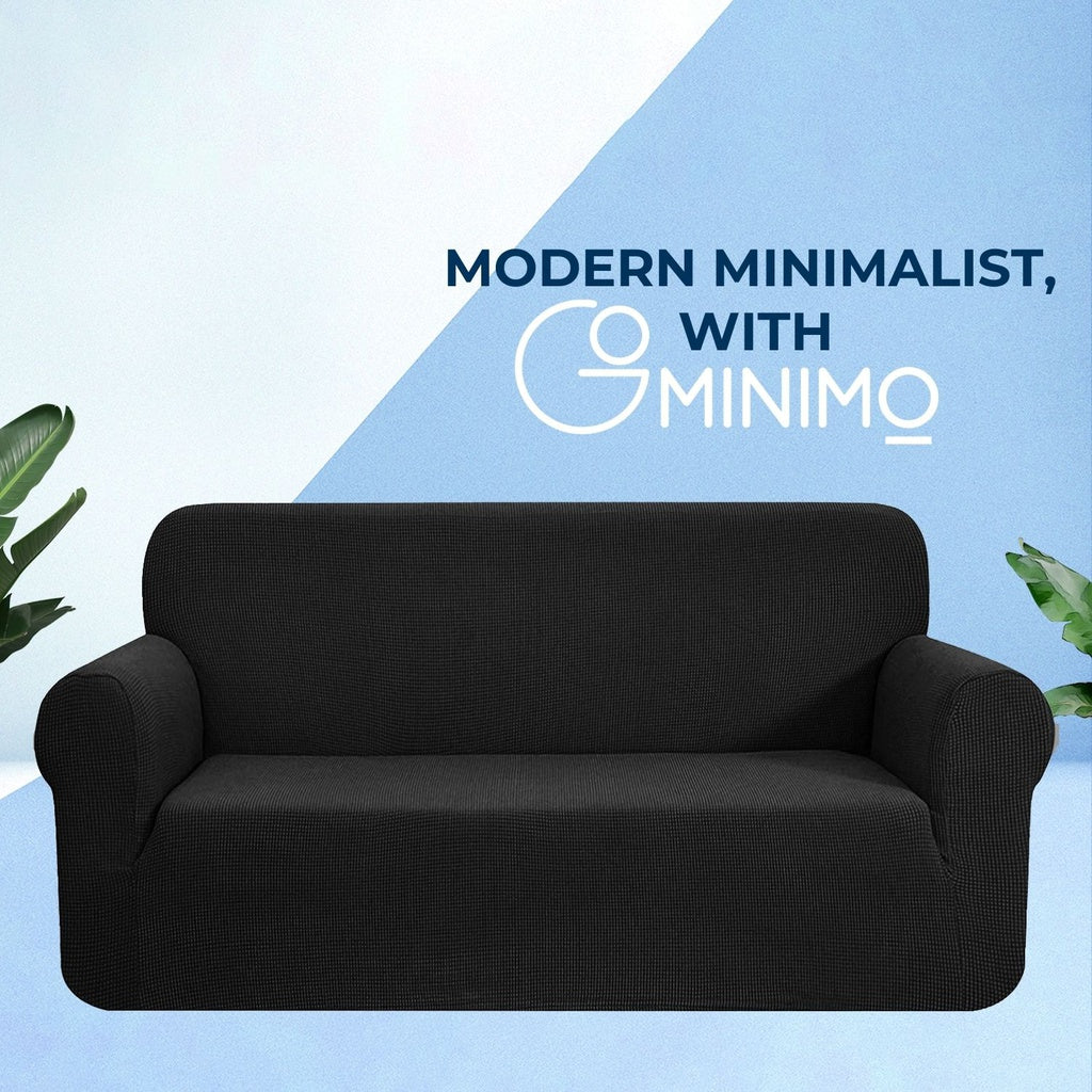 GOMINIMO Polyester Jacquard Sofa Cover 2 Seater (Black)