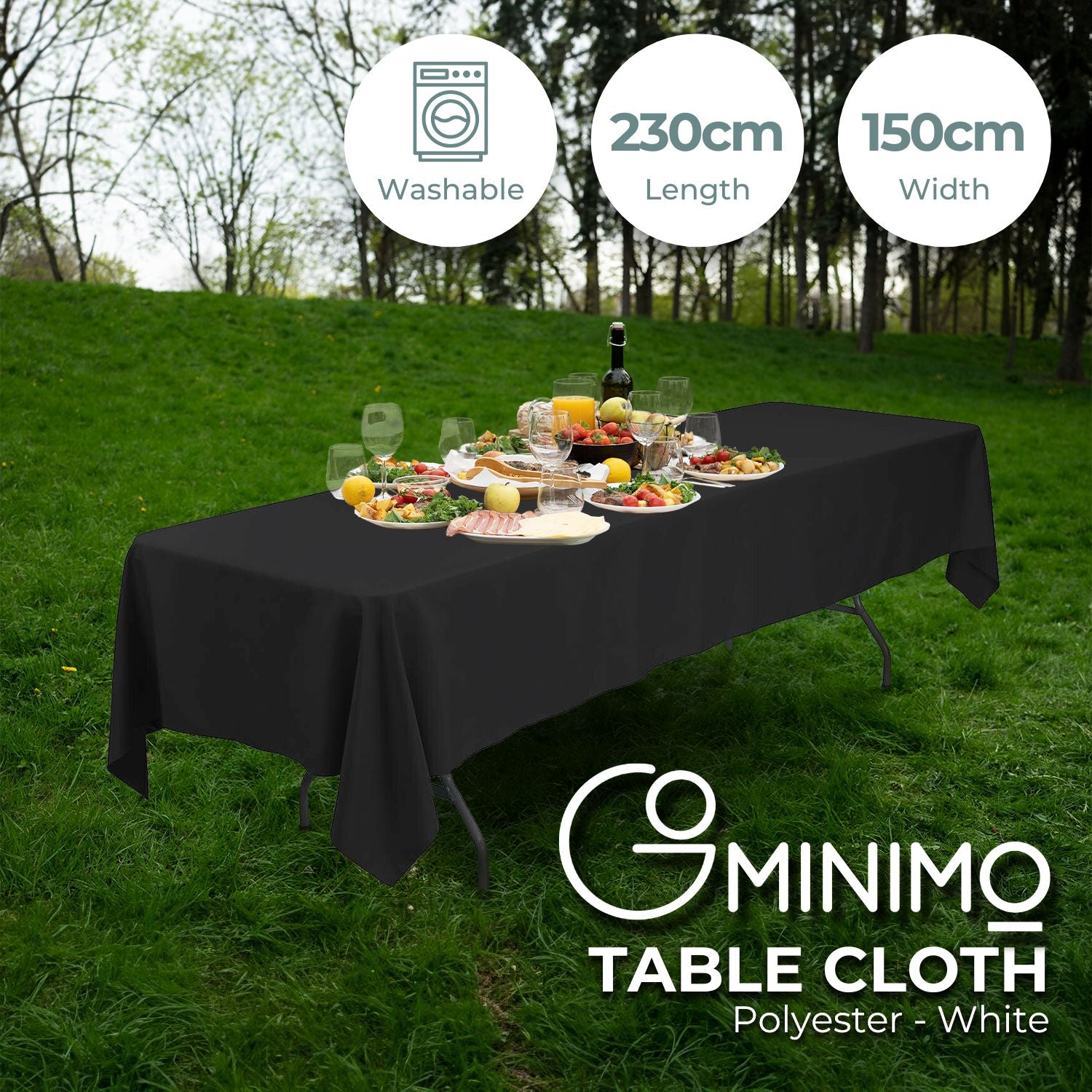 Black Polyester Table Cloth 150x230cm - Full Protection