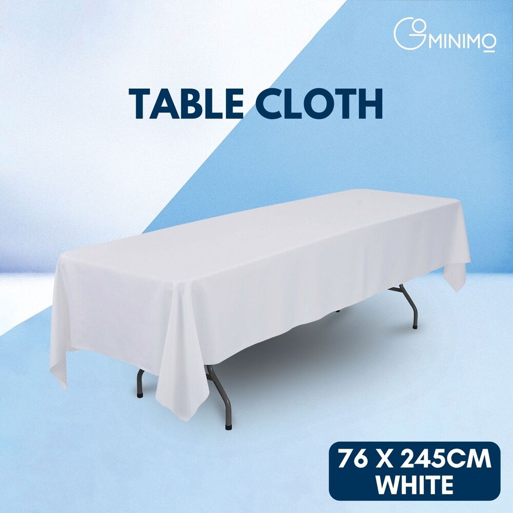 White Polyester Table Cloth 150x300cm - Easy Care