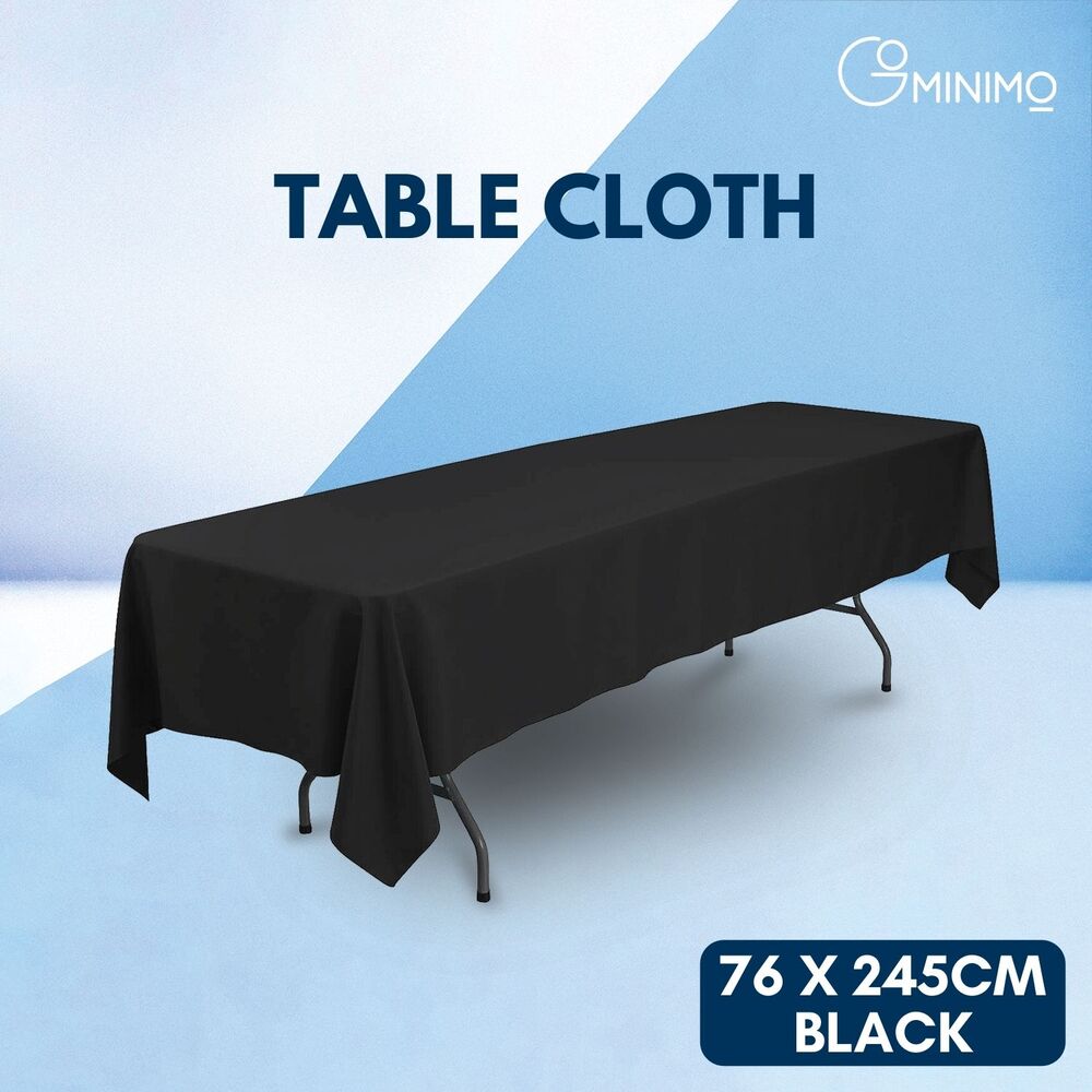 Black Polyester Table Cloth 150x300cm, Easy Clean