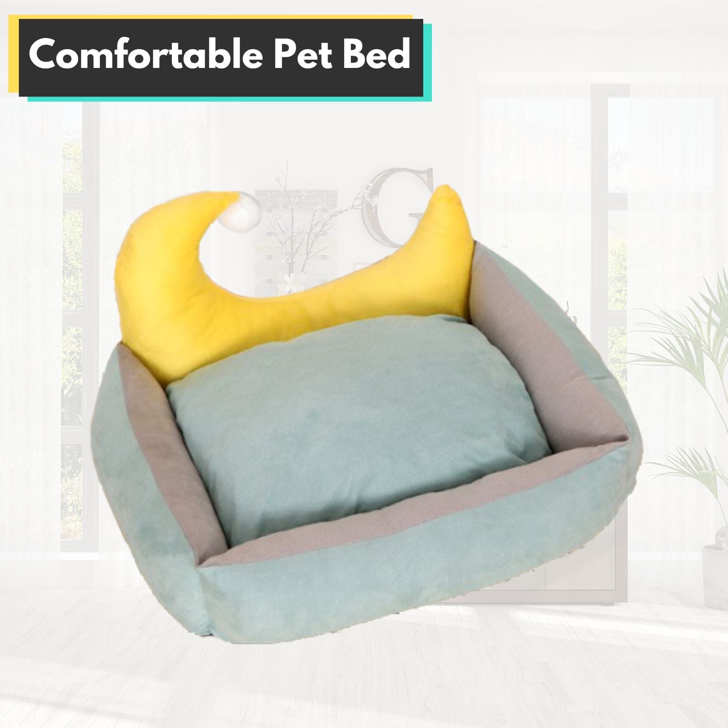 Floofi Pet Bed Moon Design (L Green)