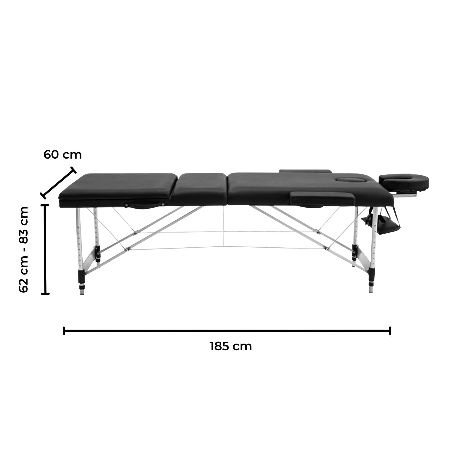 ONIREST 3 Fold Adjustable Portable Massage Bed (Black)